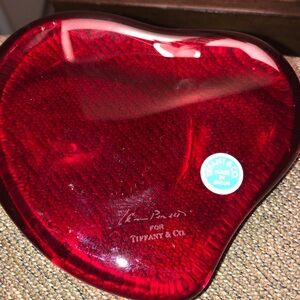 Tiffany & Co. Heart Shaped Red Glass Dish